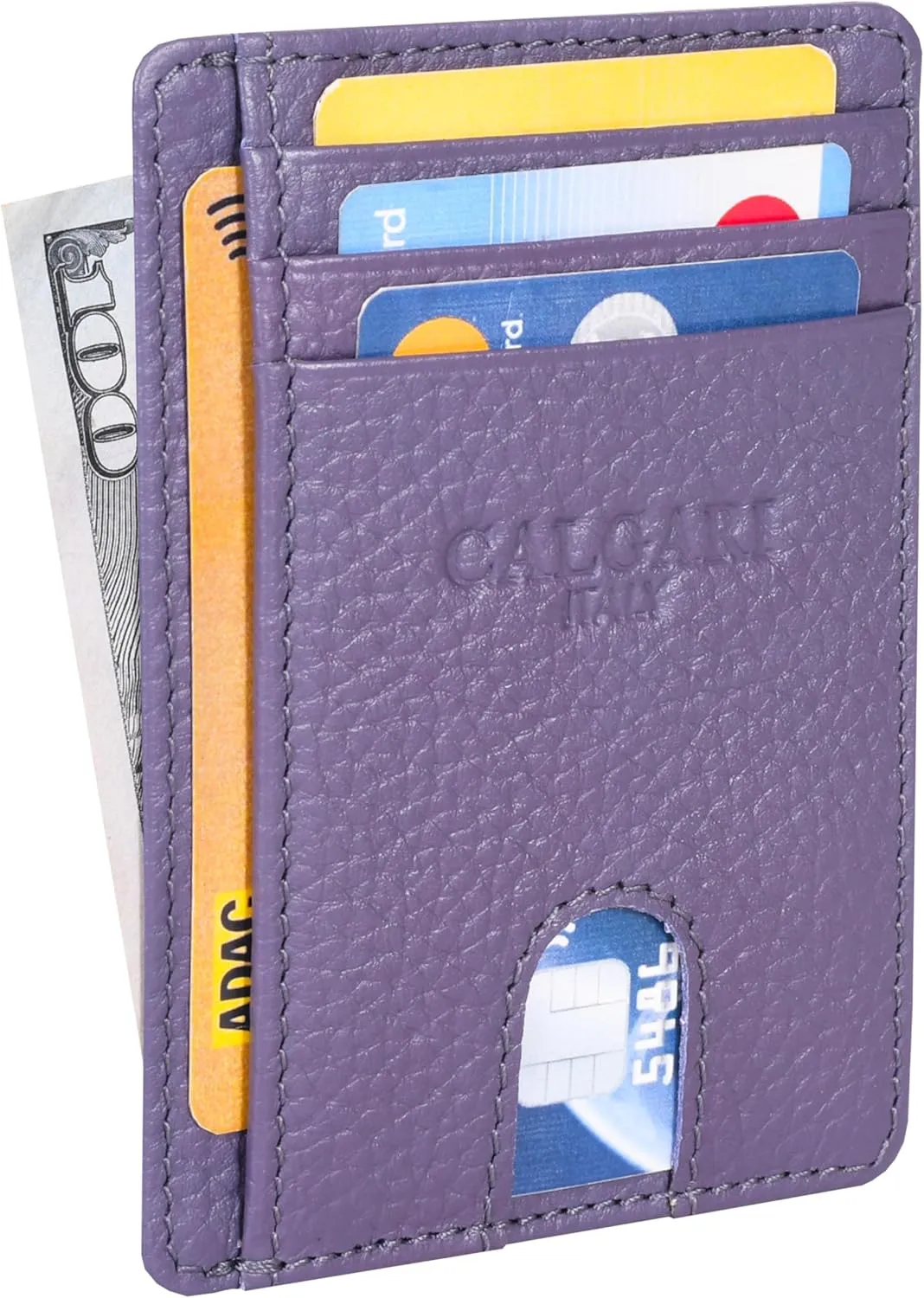 Italian Luxury Leather Minimalist Wallets | For Men and Women (Lavender)