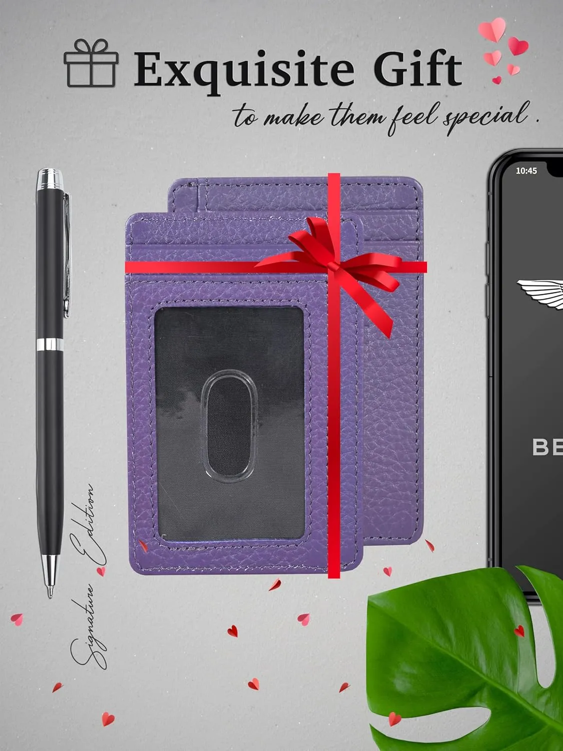 Italian Luxury Leather Minimalist Wallets | For Men and Women (Lavender)