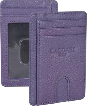 Italian Luxury Leather Minimalist Wallets | For Men and Women (Lavender)