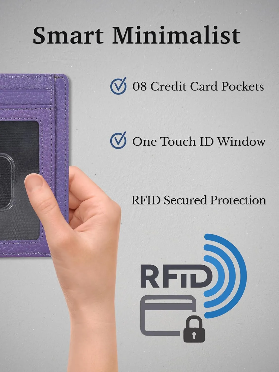 Italian Luxury Leather Minimalist Wallets | For Men and Women (Lavender)