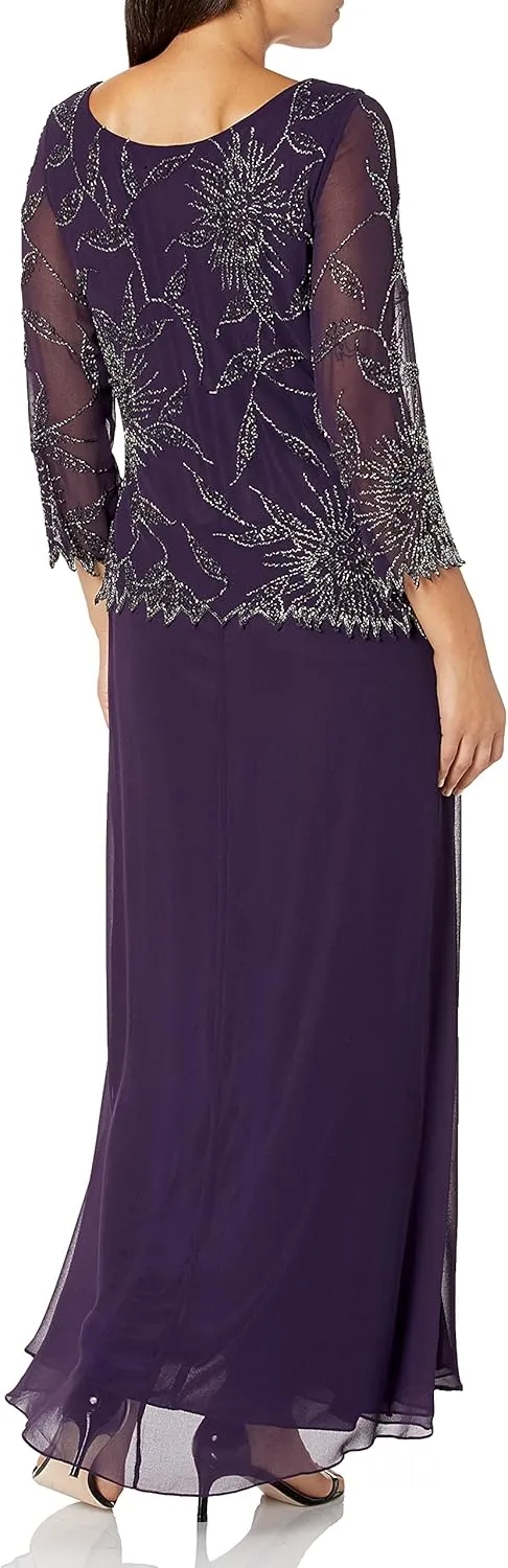 J Kara Women's 3/4 Sleeve Beaded Dress