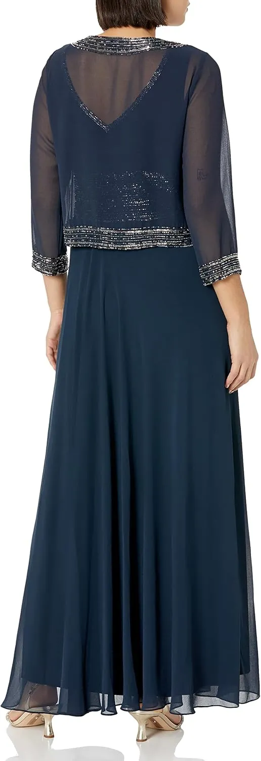 J Kara Women's Beaded Jacket Dress