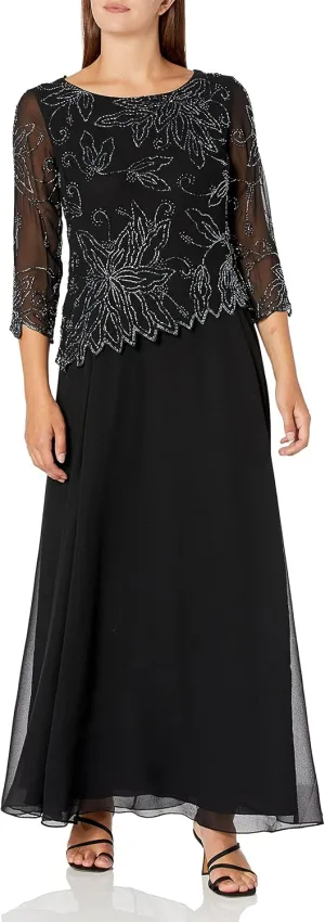 J Kara Women's BOAD Neck Asymetrical Beaded Dress