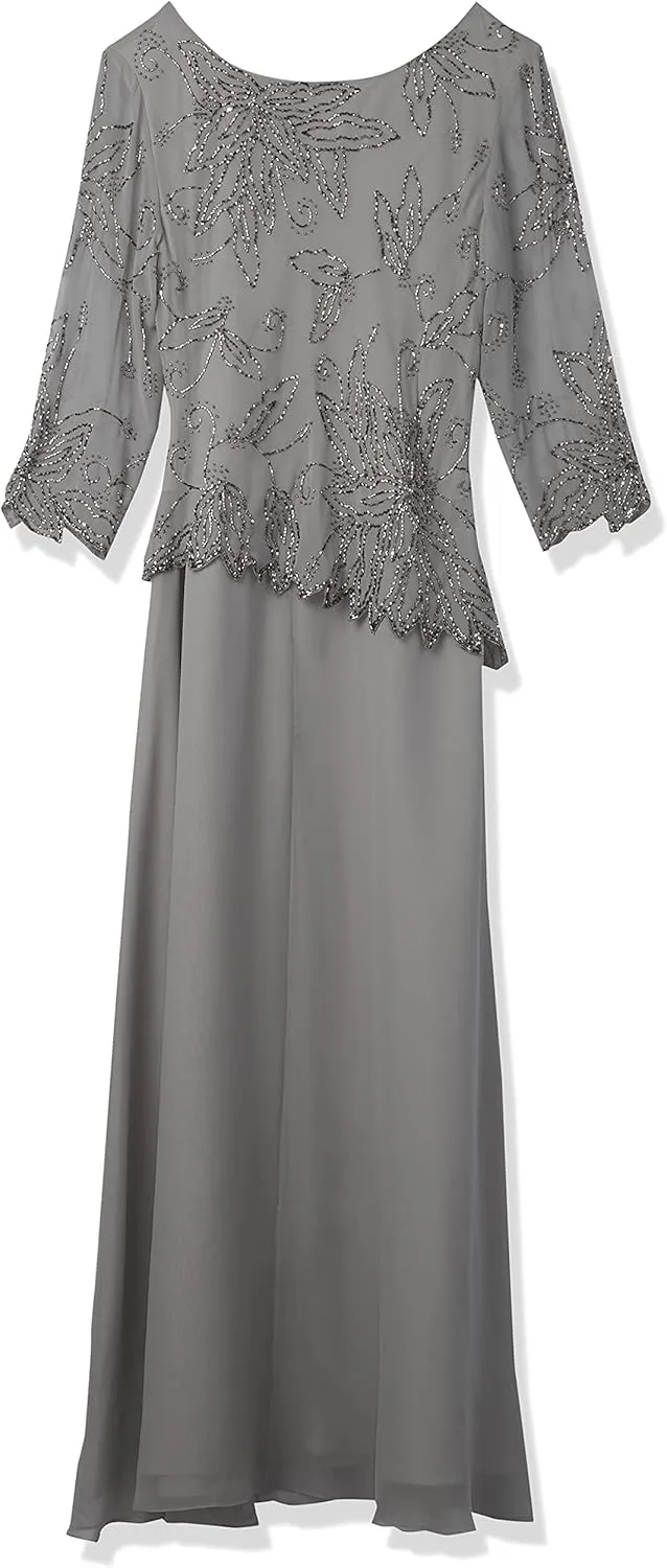 J Kara Women's BOAD Neck Asymetrical Beaded Dress