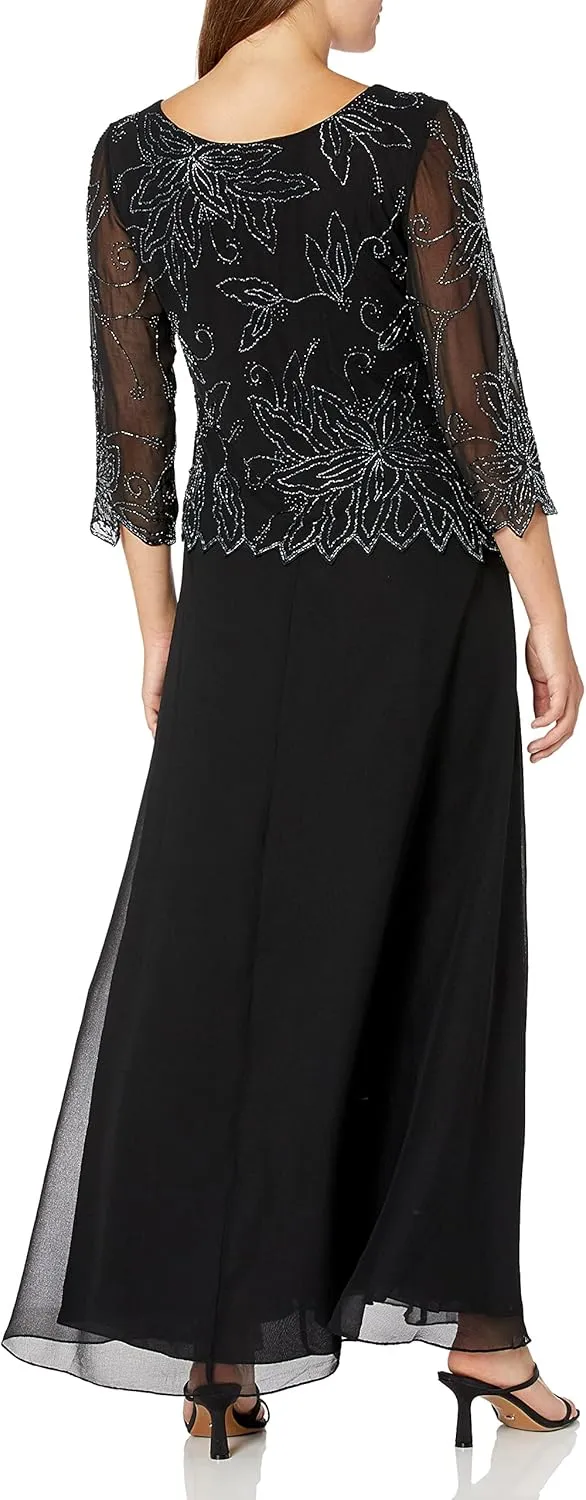 J Kara Women's BOAD Neck Asymetrical Beaded Dress