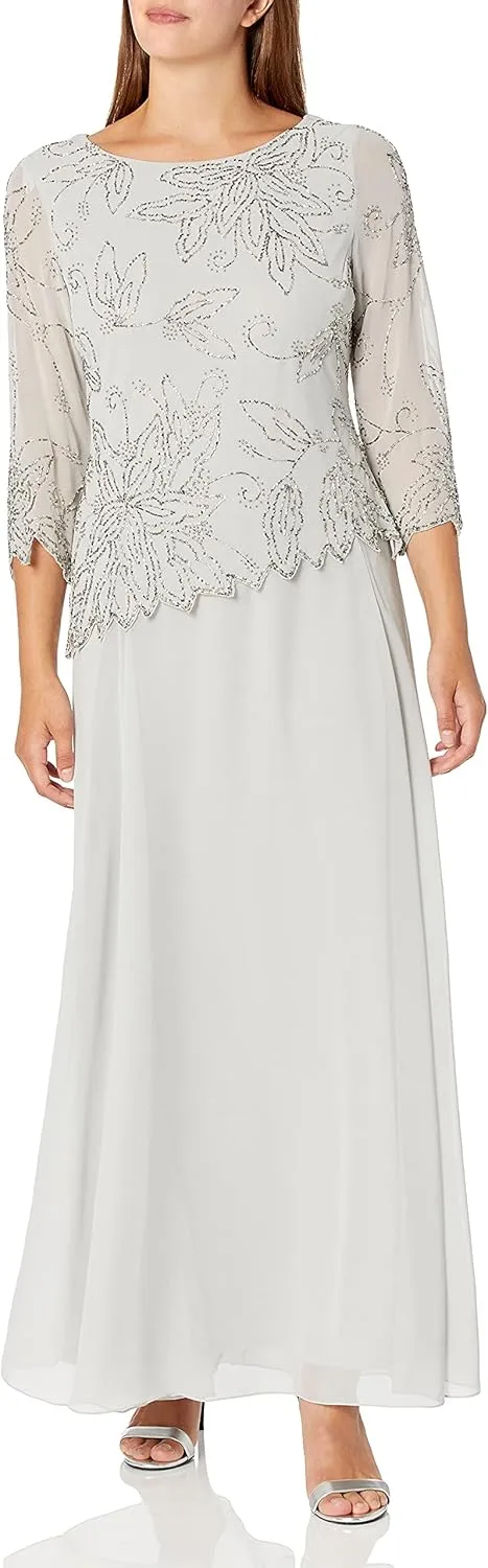 J Kara Women's BOAD Neck Asymetrical Beaded Dress