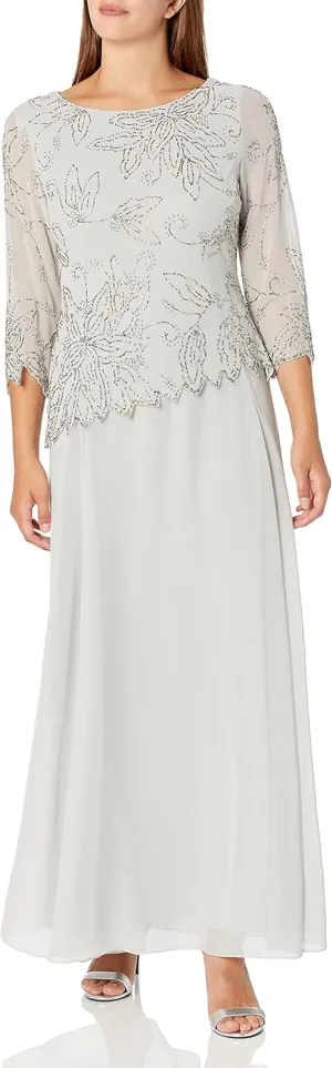 J Kara Women's BOAD Neck Asymetrical Beaded Dress