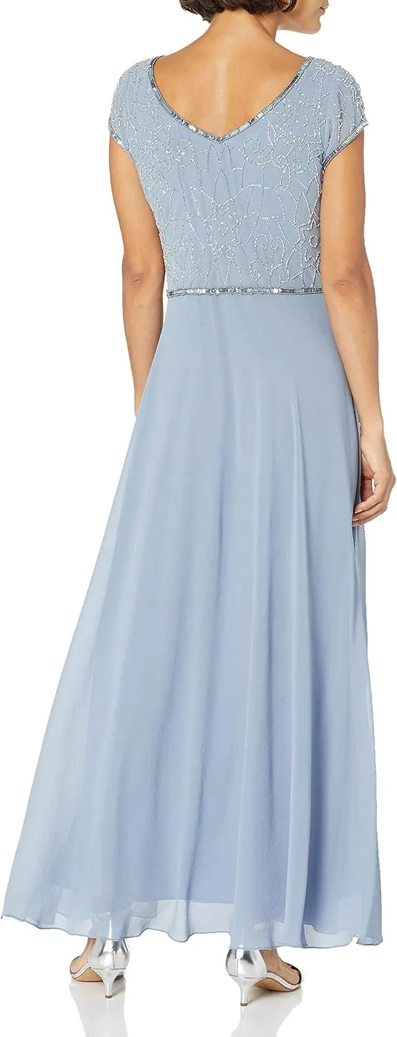 J Kara Women's Cap V-Neck Beaded Dress