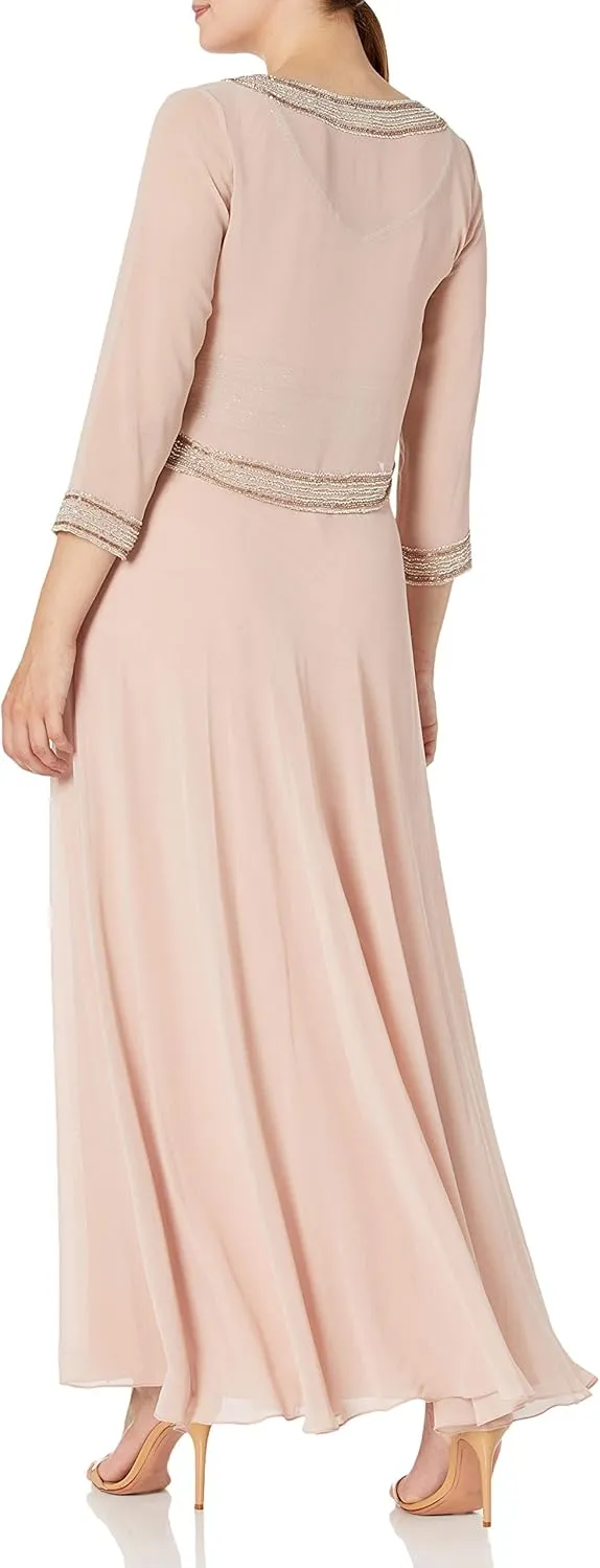J Kara Women's Jacket Dress with Beaded Trim