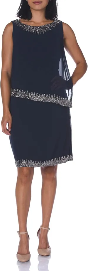 J Kara Women's Petite Sleeveless Short Cocktail Dress