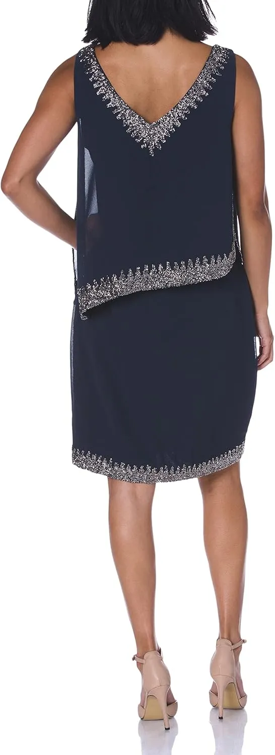 J Kara Women's Petite Sleeveless Short Cocktail Dress