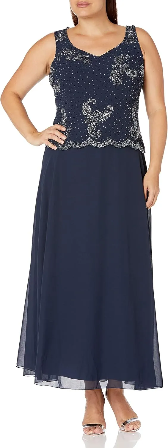J Kara Women's Plus Size Beaded Jacket Dress