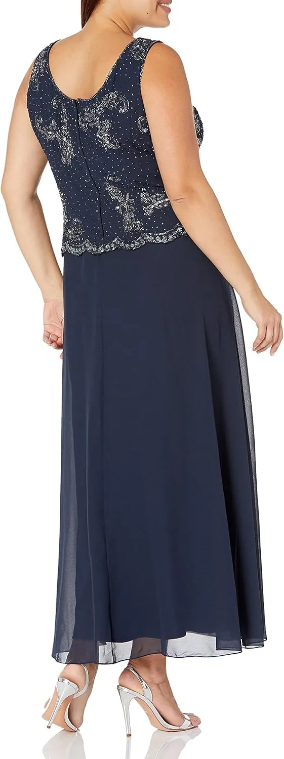 J Kara Women's Plus Size Beaded Jacket Dress