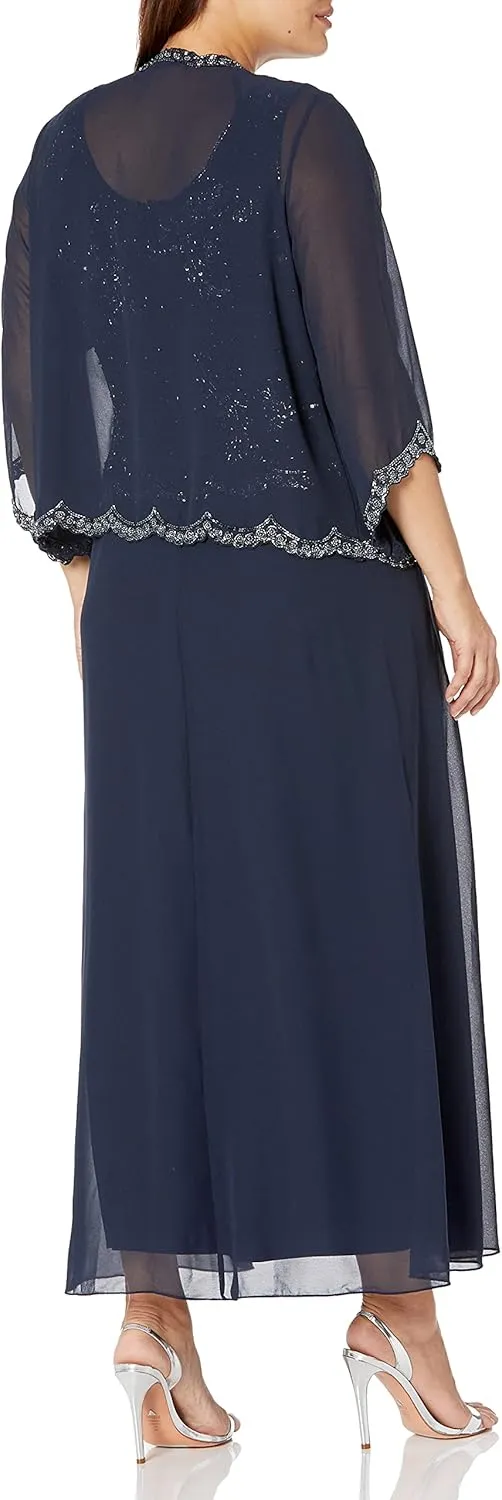 J Kara Women's Plus Size Beaded Jacket Dress