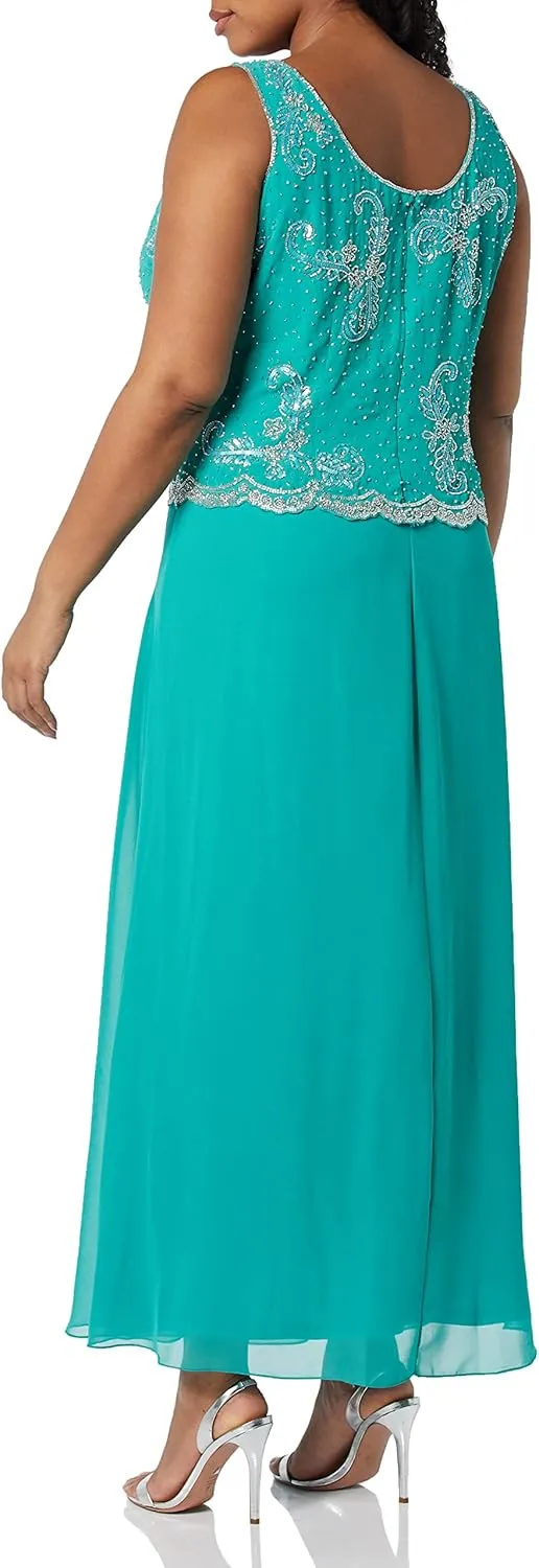 J Kara Women's Plus Size Beaded Jacket Dress