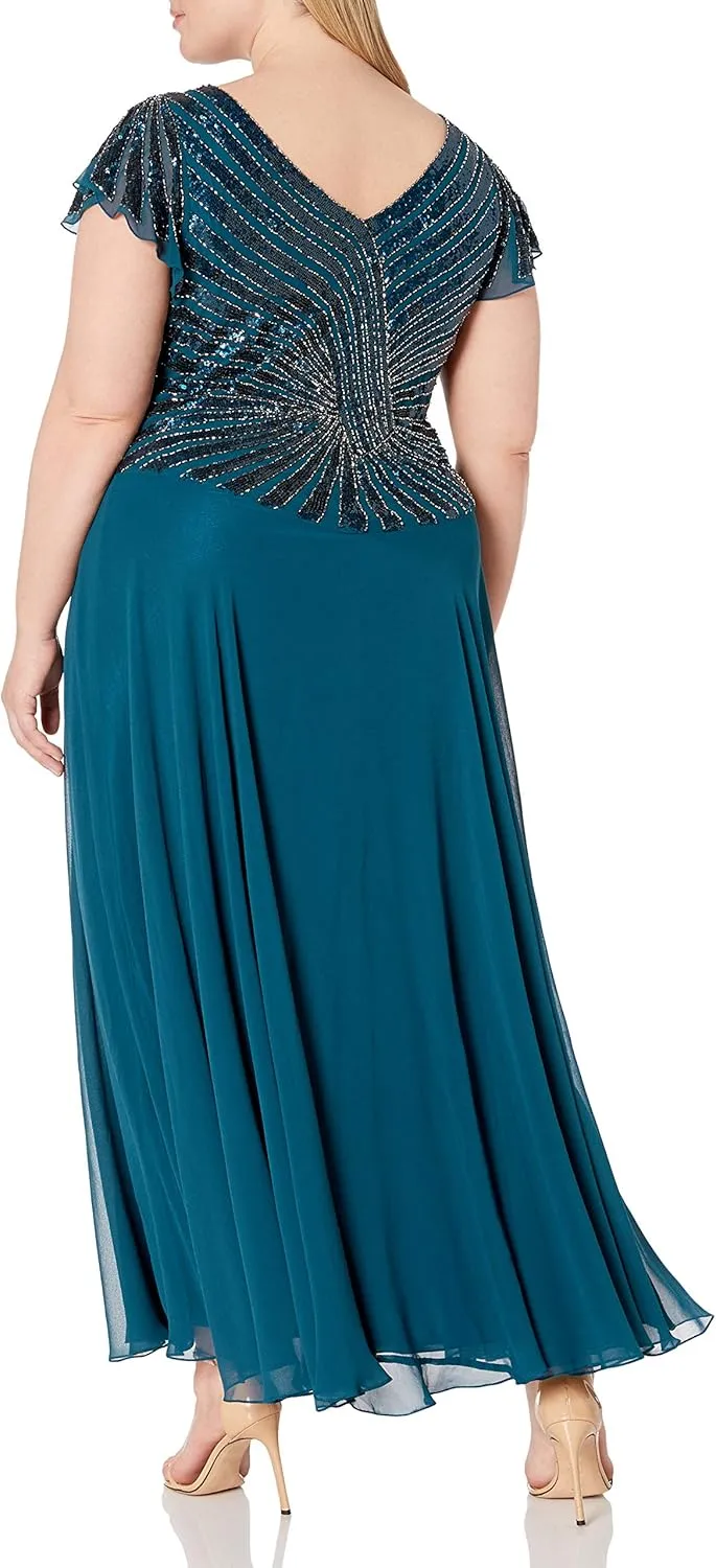J Kara Women's Pull On Long Dress with Beads