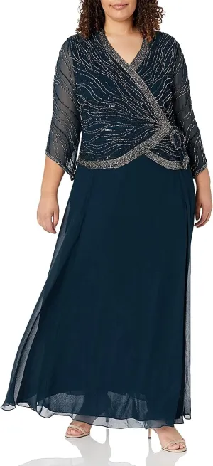 J Kara Women's Size Pop Over with Beaded Bottom Plus