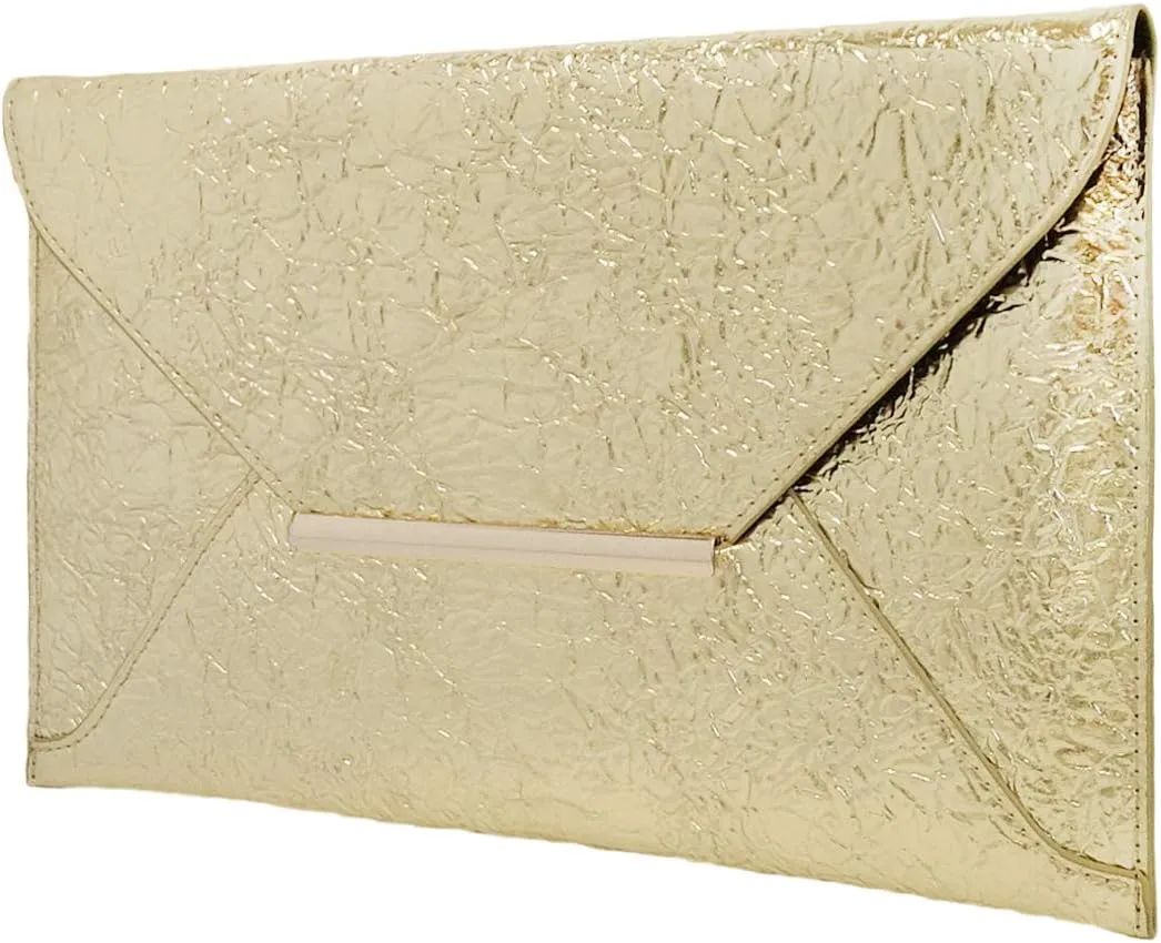 JNB Crushed Metallic Envelope Clutch