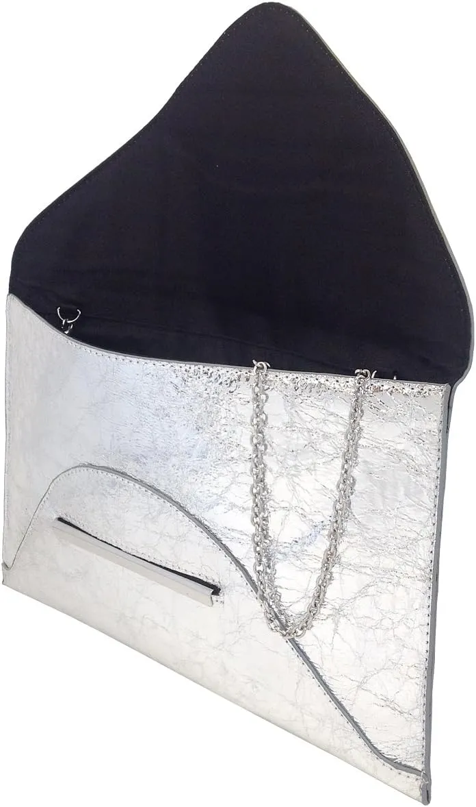 JNB Crushed Metallic Envelope Clutch