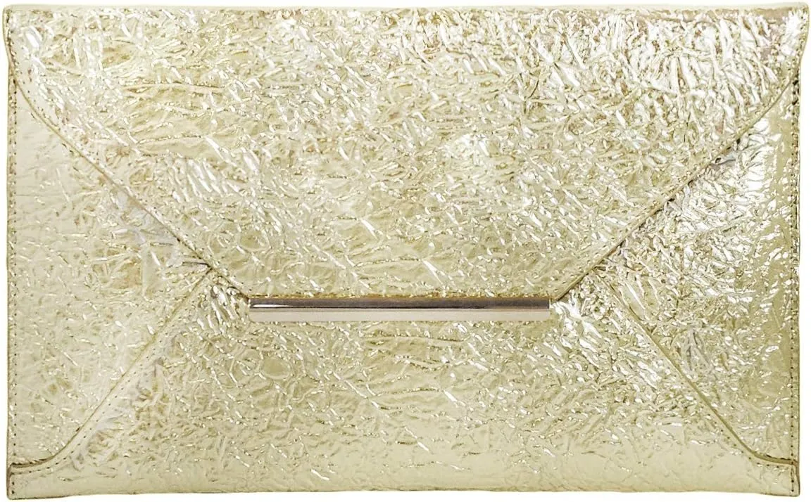 JNB Crushed Metallic Envelope Clutch