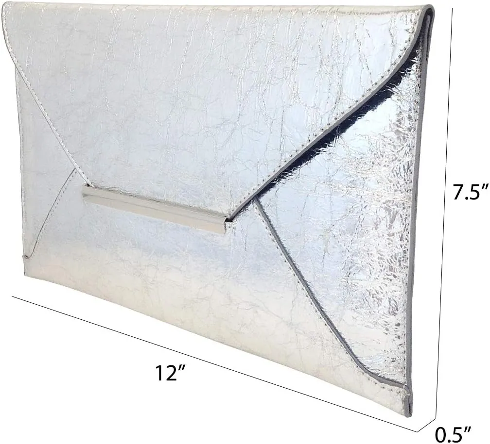 JNB Crushed Metallic Envelope Clutch