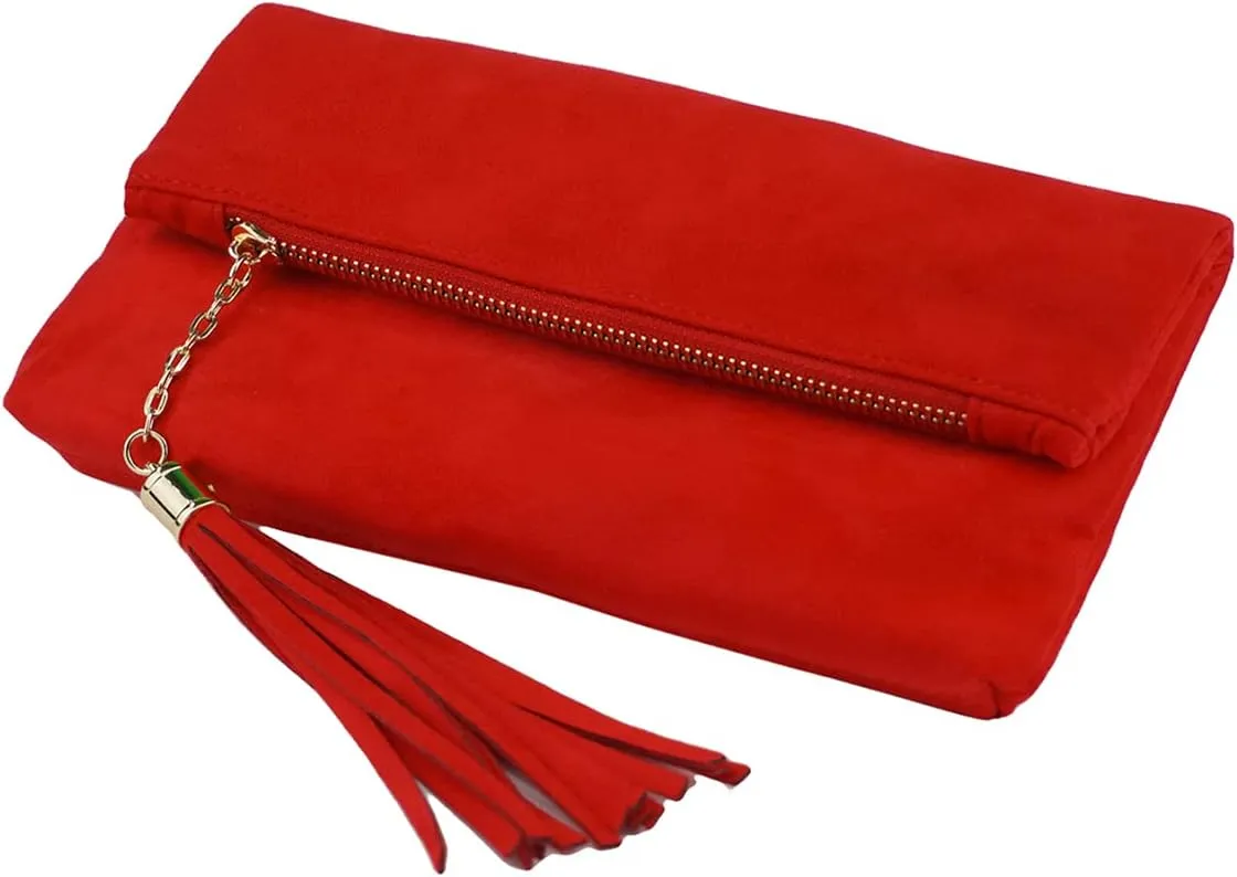 JNB Women's Faux Microsuede Foldover Mini Pouch