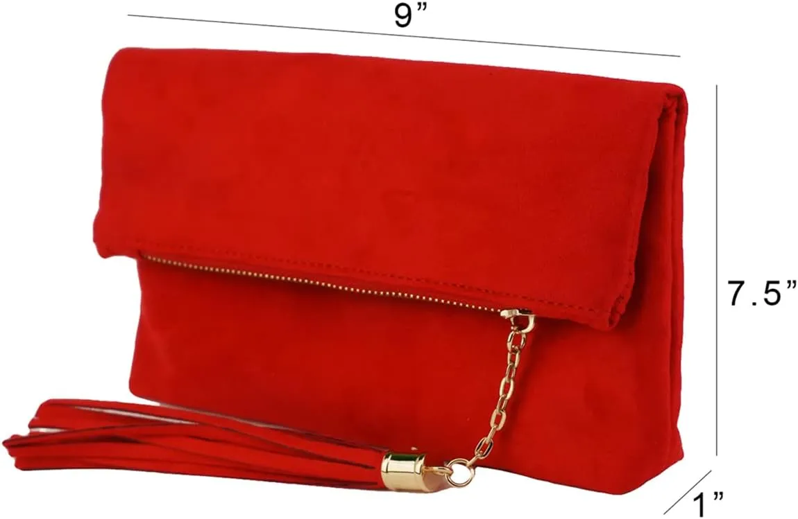 JNB Women's Faux Microsuede Foldover Mini Pouch