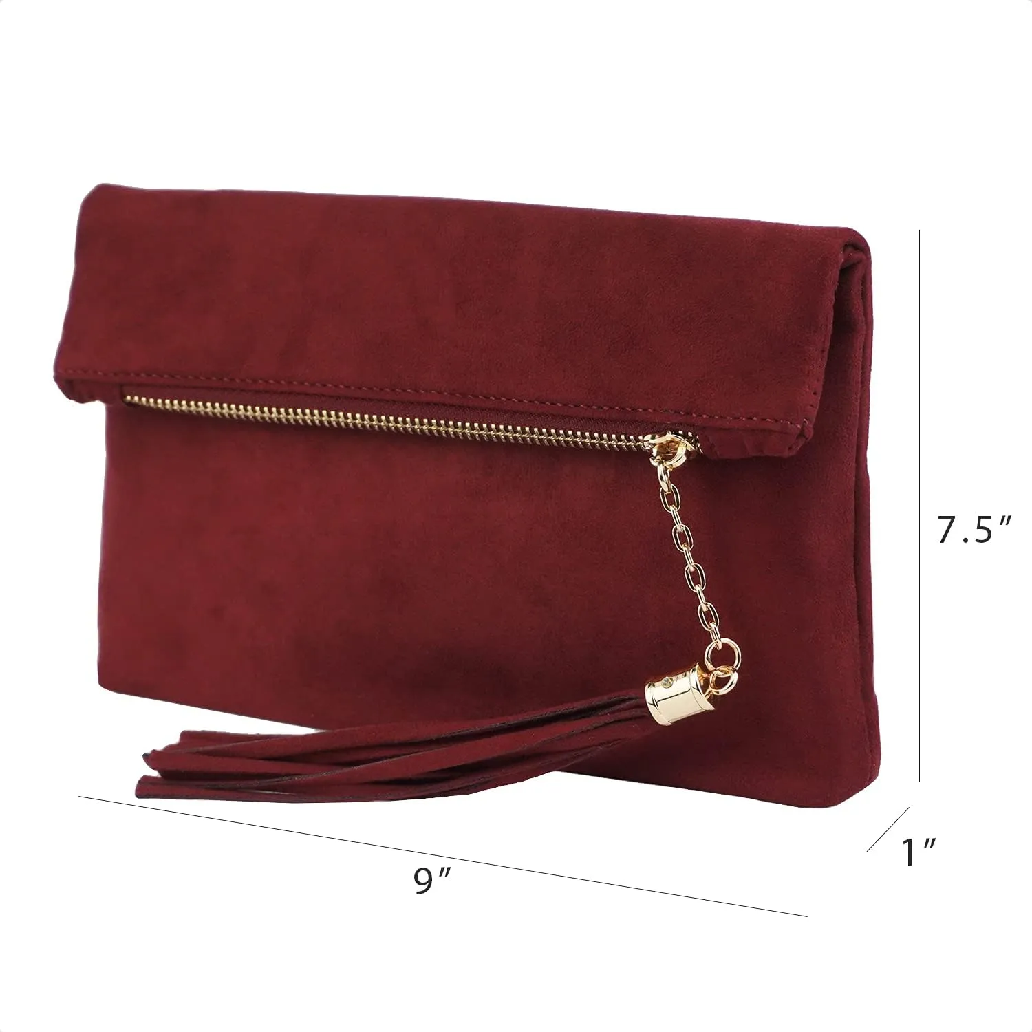 JNB Women's Faux Microsuede Foldover Mini Pouch