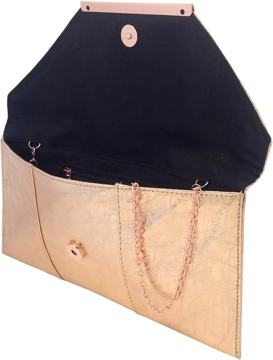 JNB Women's Metallic Material Clutch Purse