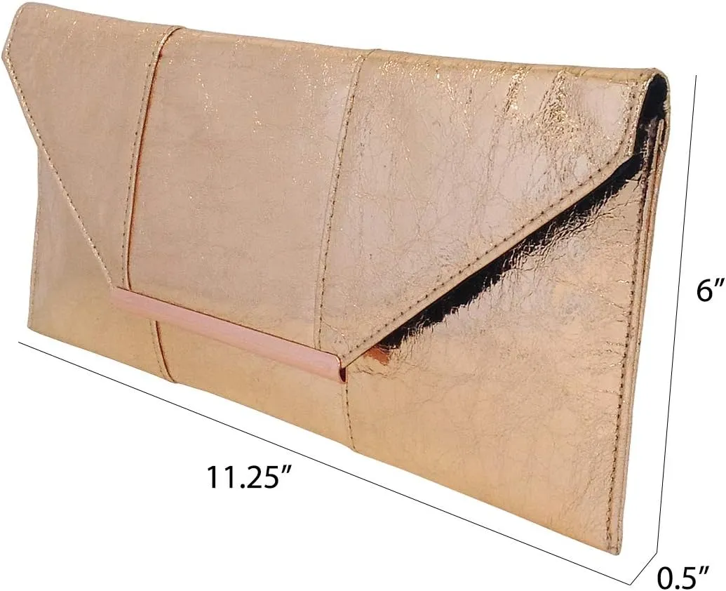 JNB Women's Metallic Material Clutch Purse