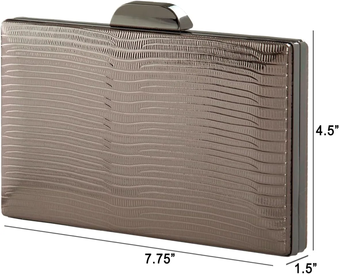 JNB Women's Metallic Material Hard Case Evening Party Clutch