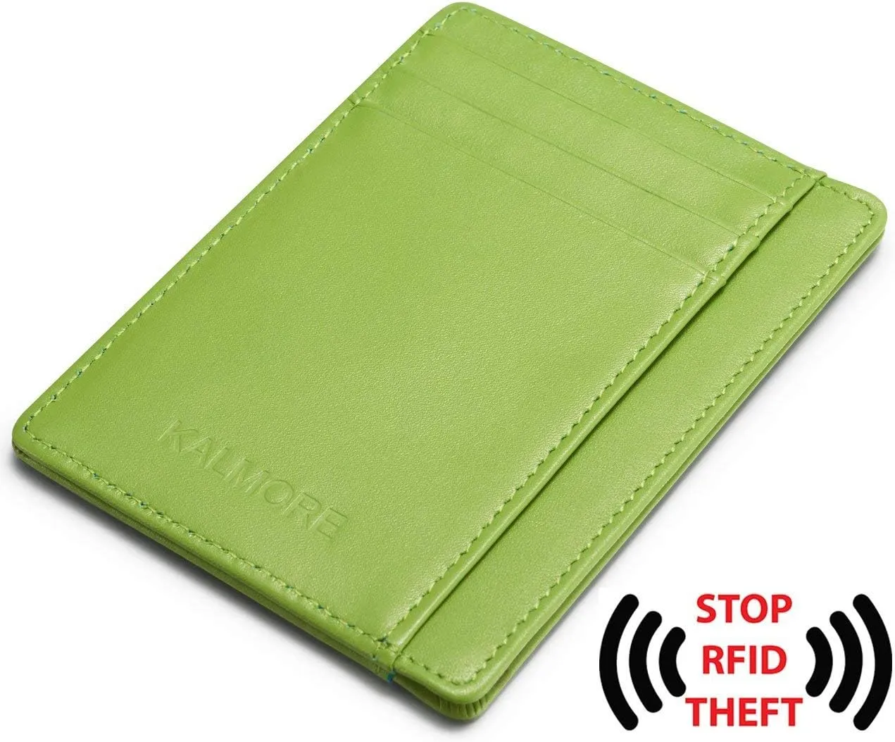 KALMORE Genuine Leather Front Pocket Slim Wallet Credit Card Holder with ID Window