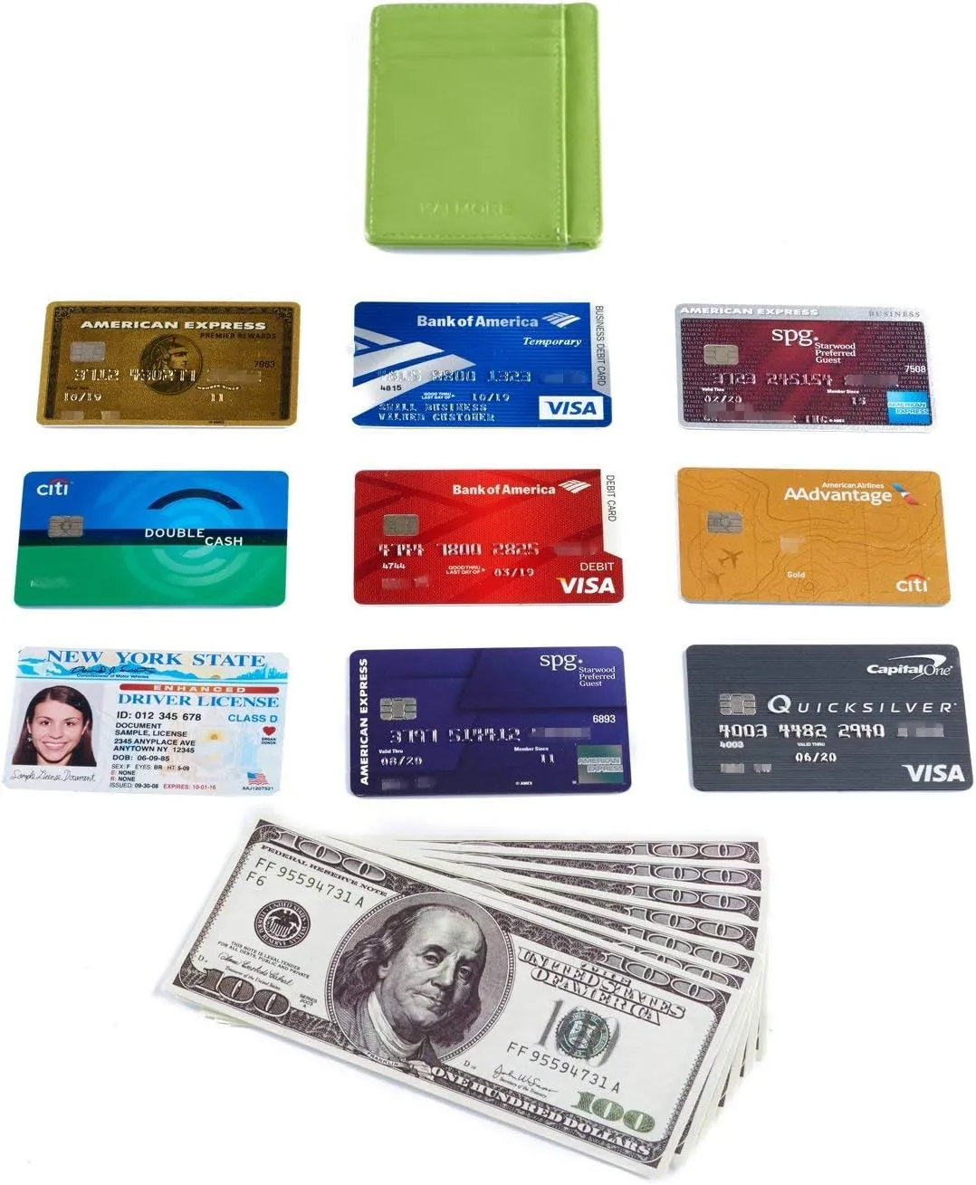 KALMORE Genuine Leather Front Pocket Slim Wallet Credit Card Holder with ID Window