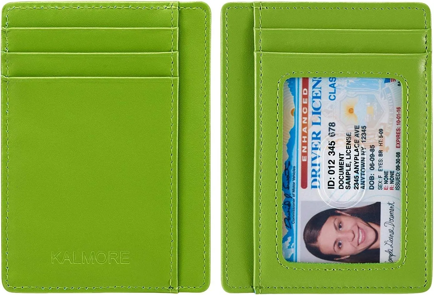 KALMORE Genuine Leather Front Pocket Slim Wallet Credit Card Holder with ID Window