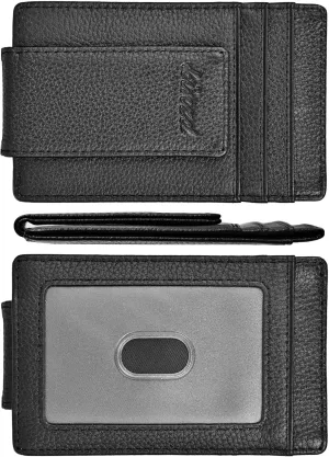 kinzd Money Clip, Front Pocket Wallet, Leather RFID Blocking Strong Magnet thin Wallet