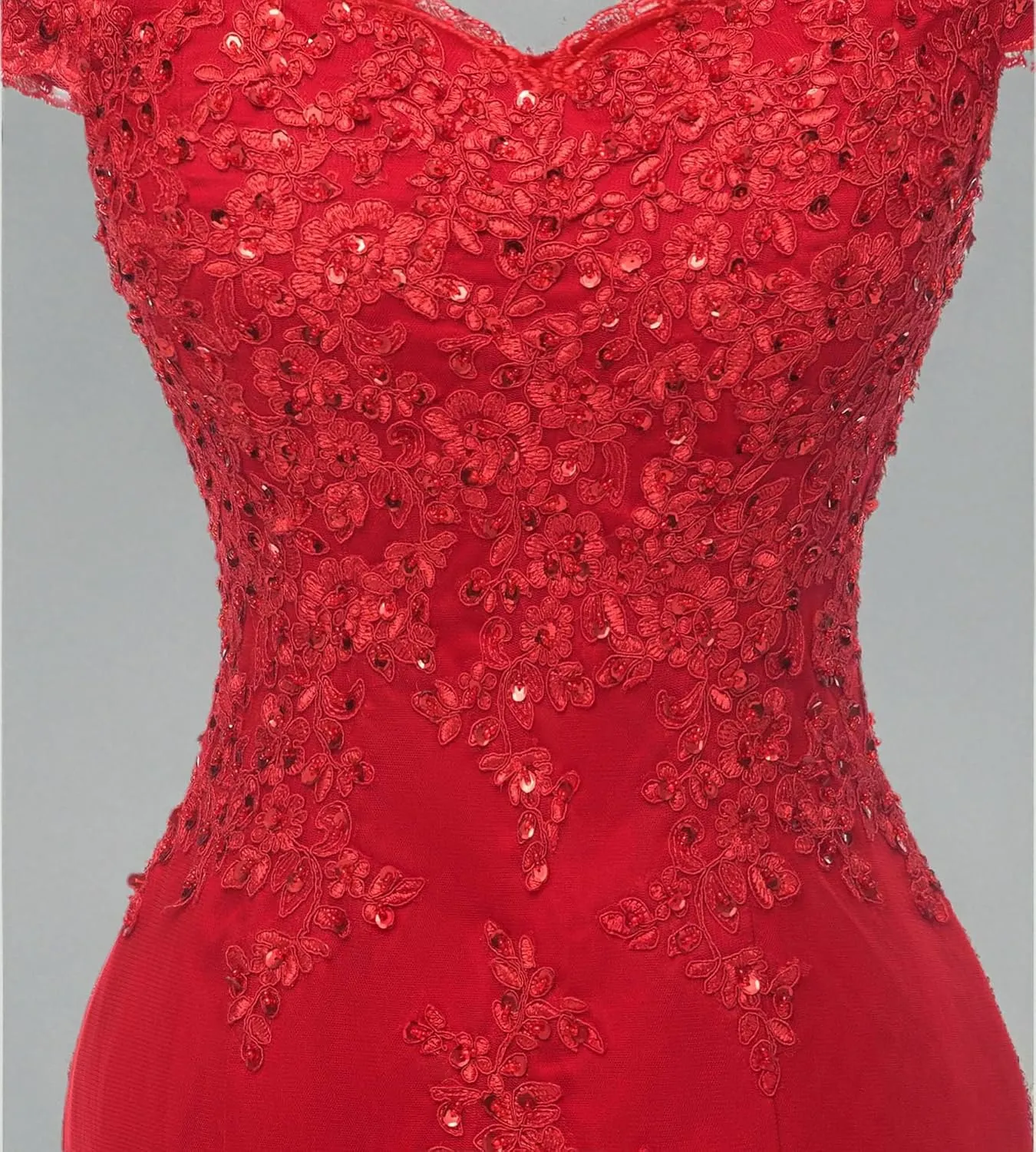 Kivary Off Shoulder Mermaid Long Lace Beaded Prom Dress Corset Evening Gowns