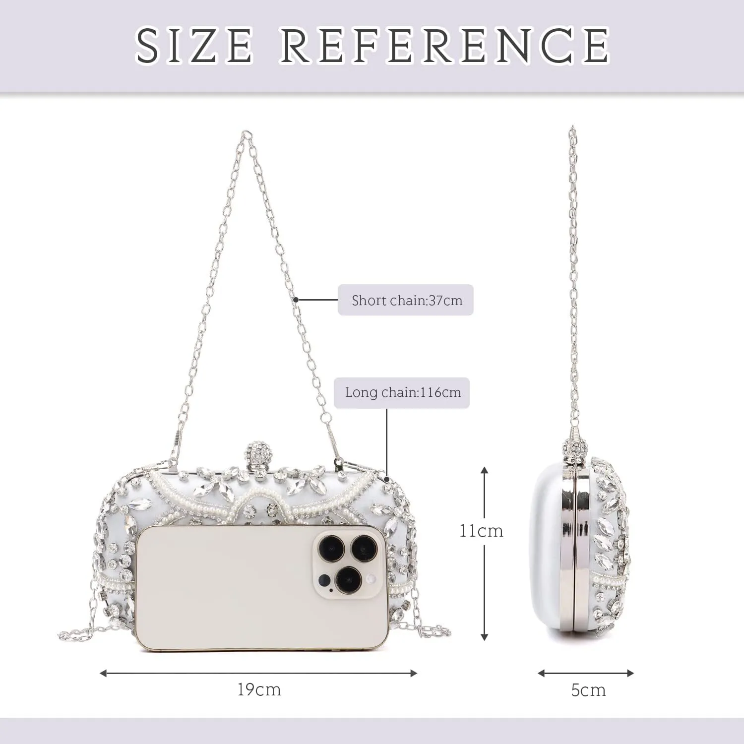 KUANG! Women Beaded Clutch Evening Bag Fashion Rhinestone Diamond Wedding Handbag Bridal Purse for Party
