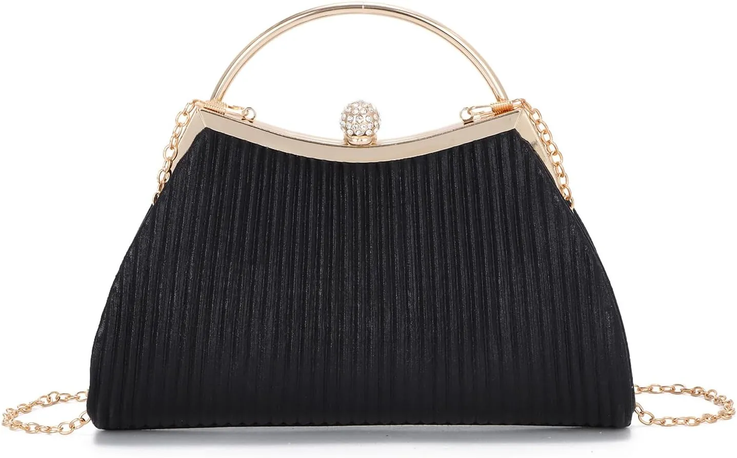 KUANG! Women Clutch Evening Bag Pleated Wedding Handbag Bag Silk Shoulder Bag Satchel for Party