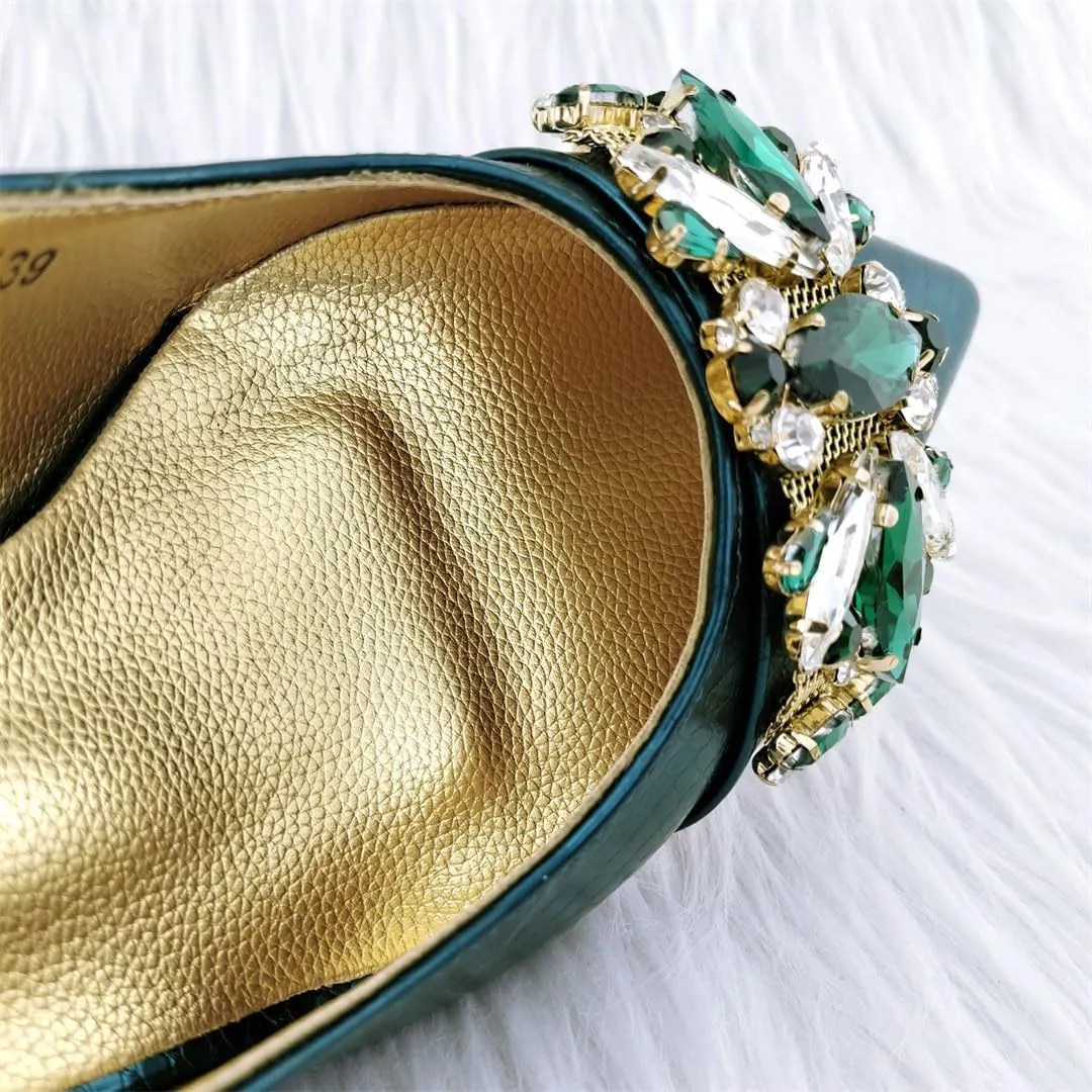Lace Ins Style Pointed Toe African Design Women Wedding Shoes Crossbody Bag Set