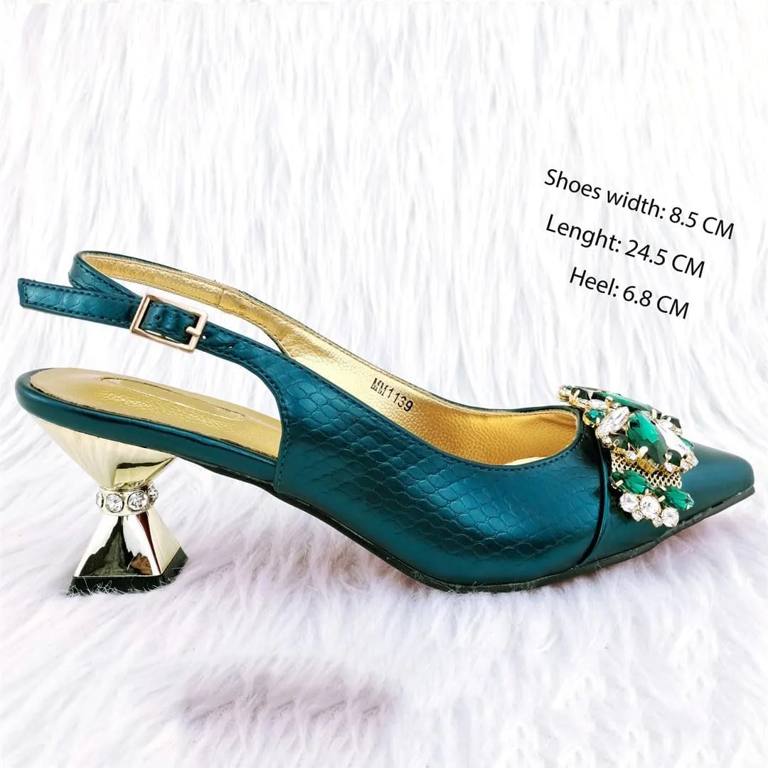 Lace Ins Style Pointed Toe African Design Women Wedding Shoes Crossbody Bag Set