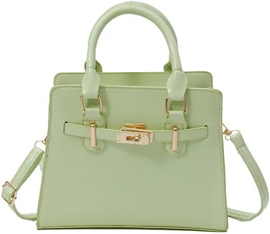 Ladies Mini Handbag, Mint Green Faux Leather, Gold Hardware, Crossbody Strap