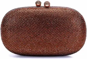 Ladies Oval Crystal Evening Bag Diamond Clutch Purse Egg Shaped Rhinestone Handbag with Chain for Wedding Party
