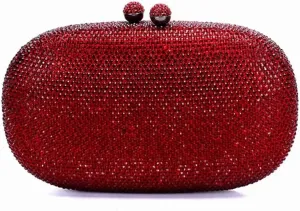 Ladies Oval Crystal Evening Bag Diamond Clutch Purse Egg Shaped Rhinestone Handbag with Chain for Wedding Party