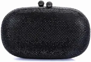 Ladies Oval Crystal Evening Bag Diamond Clutch Purse Egg Shaped Rhinestone Handbag with Chain for Wedding Party