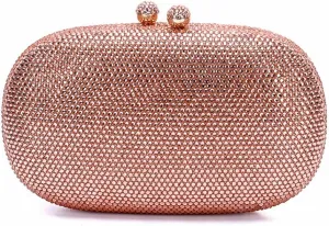 Ladies Oval Crystal Evening Bag Diamond Clutch Purse Egg Shaped Rhinestone Handbag with Chain for Wedding Party