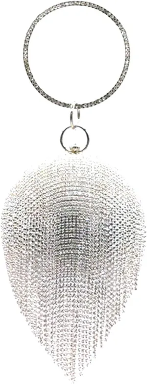 Lanpet Women Round Ball Crystal Evening Clutch Purse Tassel Wedding Party Handbags