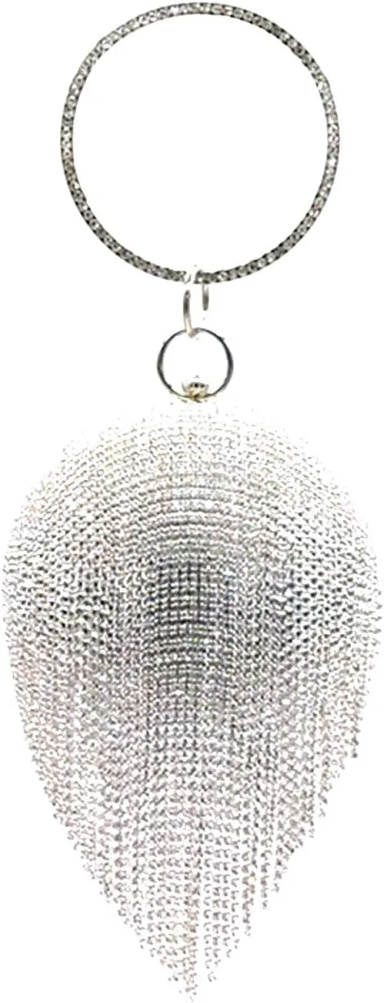 Lanpet Women Round Ball Crystal Evening Clutch Purse Tassel Wedding Party Handbags