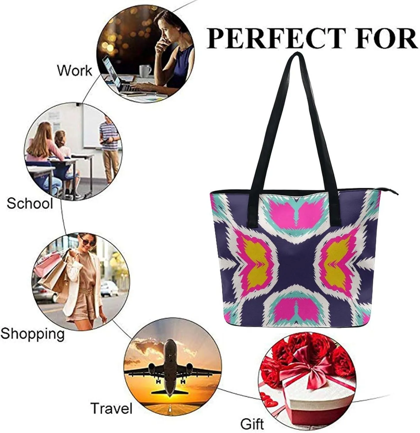 Large Tote Bag Fashion Handbag With Zipper For Women And Men