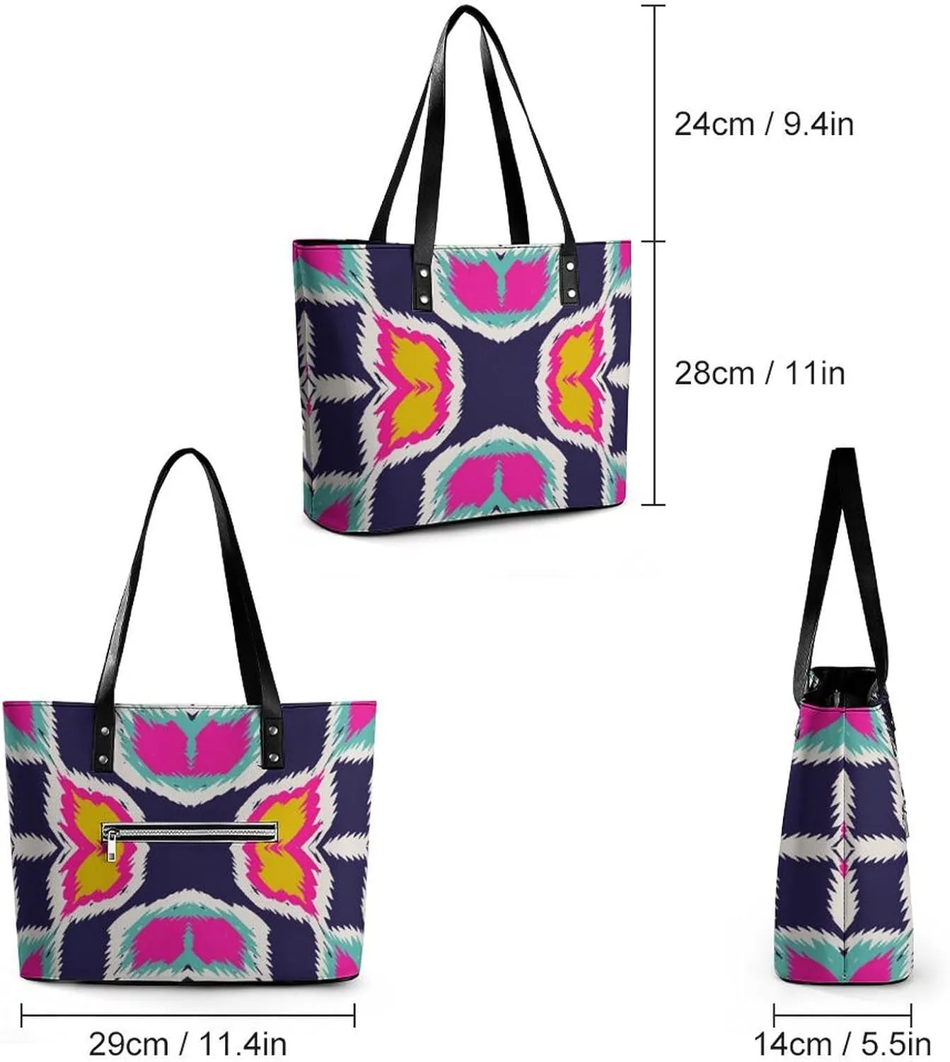 Large Tote Bag Fashion Handbag With Zipper For Women And Men
