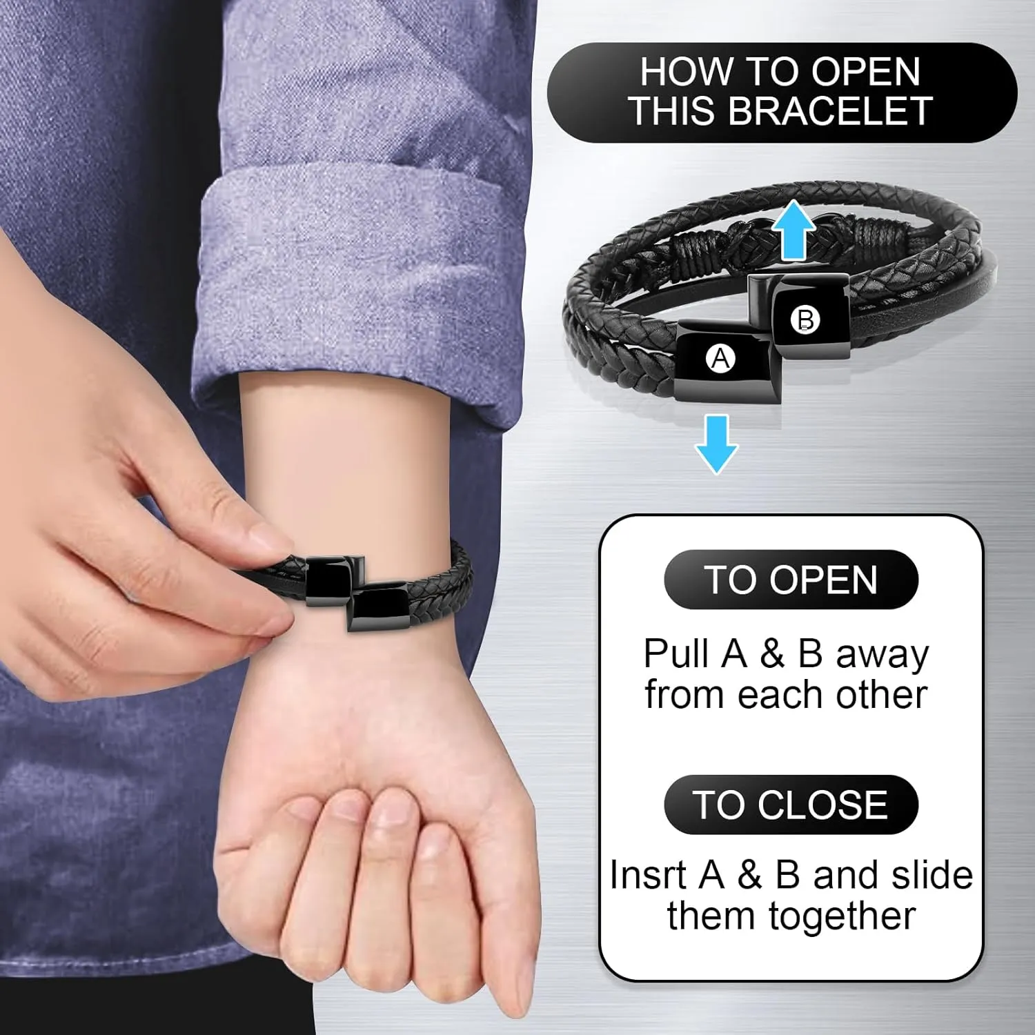 Leather Bracelet Birthday Gifts For Men: To My Man Bracelet Infinity Knot Love You Forever Gifts For Him - Inspirational Mens Leather Bracelet Cool Anniversary Christmas Valentines Fathers Gift Ideas